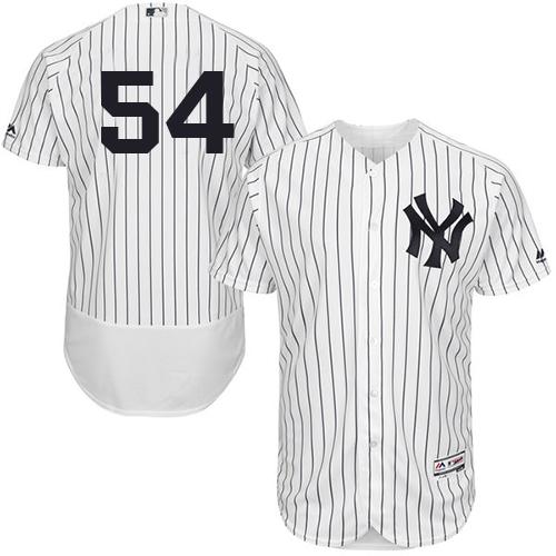 Yankees #54 Aroldis Chapman White Strip Flexbase Authentic Collection Stitched MLB Jersey - Click Image to Close